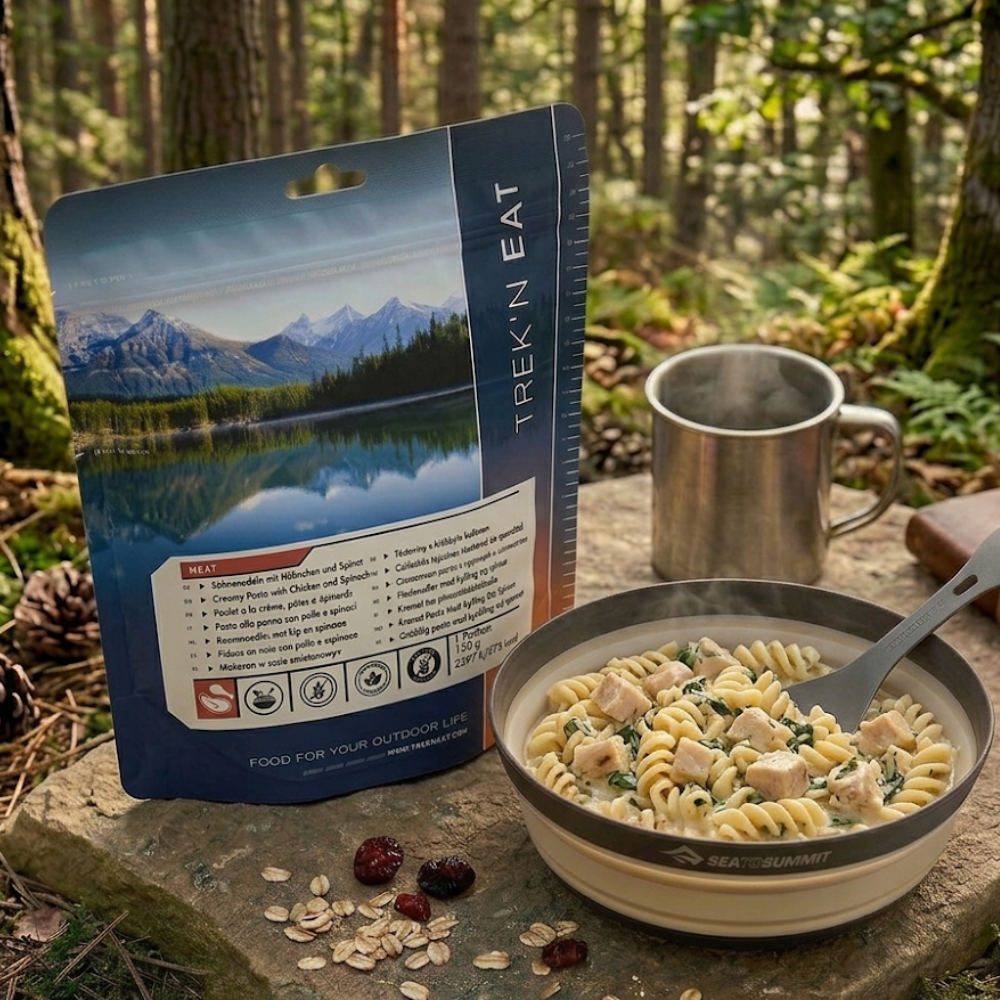 Trek'n Eat Creamy Pasta with Chicken & Spinach • Outdoor maaltijd