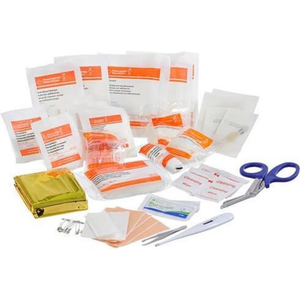 Care Plus First Aid Kit Emergency inhoud met verbandmiddelen, pleisters, verbandschaar, pincet en een thermometer