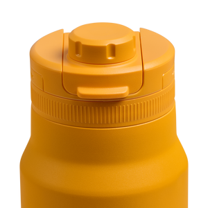 Dometic Chug Bottle 1L bovenkant van de gele fles inclusief de dop