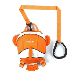 LittleLife Animal Toddler Backpack clownvis kinderrugzak in oranje met veiligheidstuigje en handige ritssluiting 2