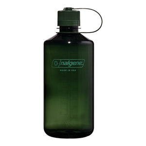 Nalgene Wide-Mouth waterfles 1000ml van stevig kunststof in donkergroen met zwarte dop