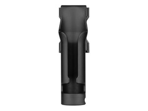 Zwarte kunststof holster voor de Olight Seeker 4 Pro zaklamp met opening voor opladen