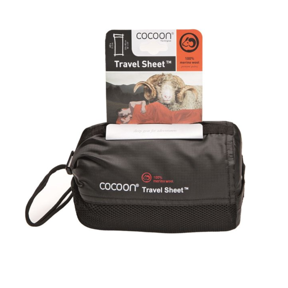 Cocoon Travel Sheet 100% Merino Wool Lakenzak Zwart