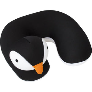 TravelSafe pluche reiskussen in de vorm van een zwart-witte pinguïn, ergonomische kinderneksteun voor onderweg