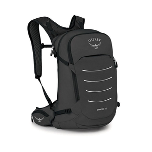 Osprey Syncro 20 Raven Black OS ademende zwarte fietsrugzak van 20 liter met AirSpeed rugpand en regenhoes