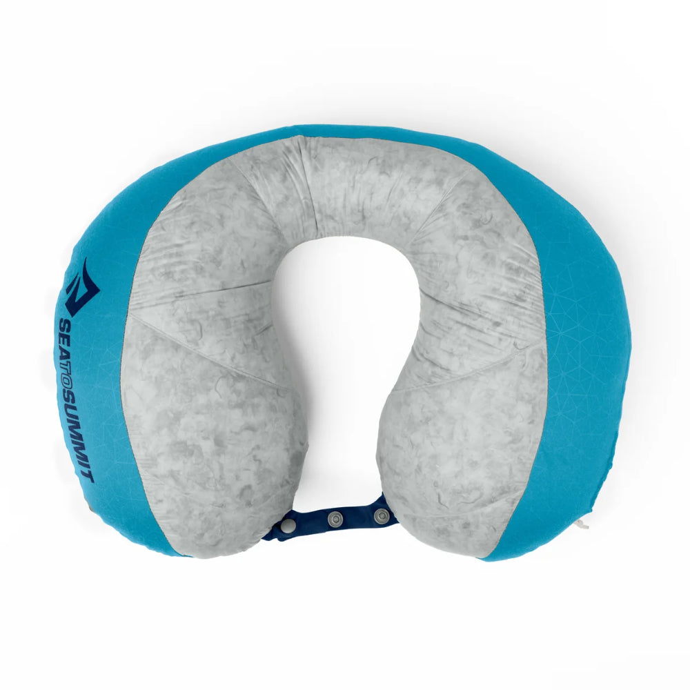 Sea to Summit Aeros Down Travel Pillow in Blue Atoll met zachte donzen toplaag voor onderweg