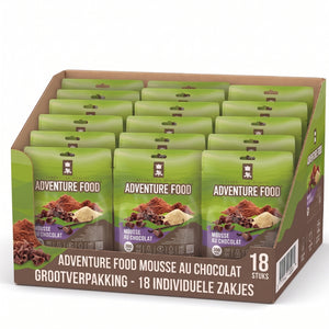 Adventure Food Expedition Breakfast in een kartonnen bulkdoos met 18 individuele maaltijdzakjes van 600 kcal.