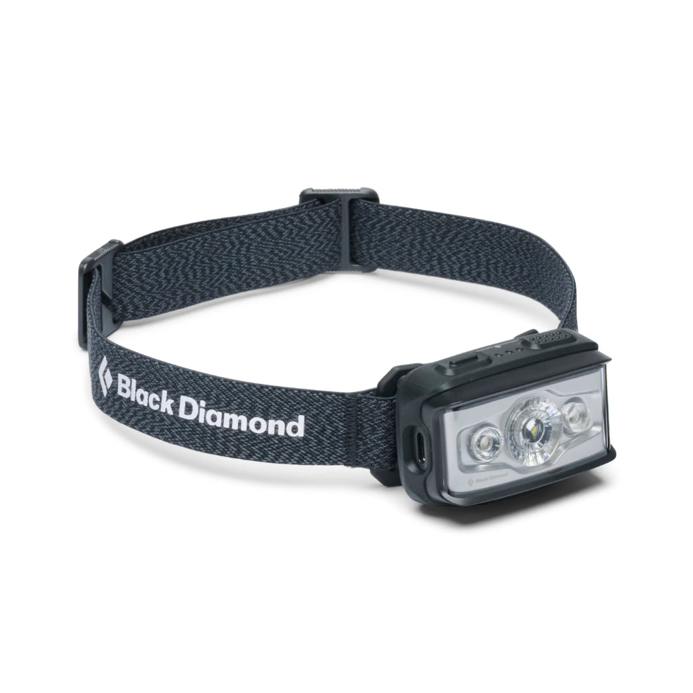 Black Diamond Storm 550 LED hoofdlamp in het zwart met instelbare hoofdband en hoge lichtopbrengst