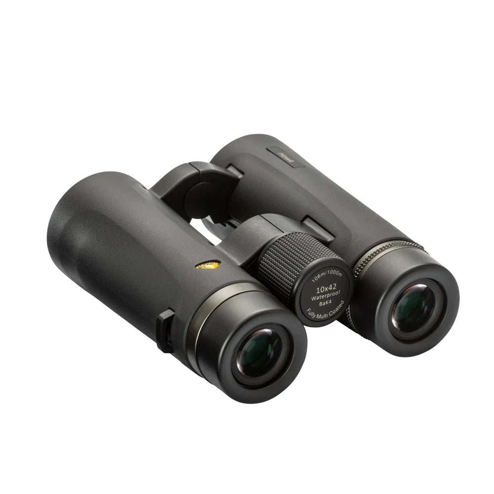 Bynolyt Hawk 10x42 waterdichte verrekijker met zwarte rubberen bekleding en open brug voor vogelspotten andersom