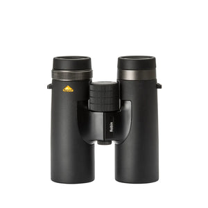 Bynolyt Robin 8x42 dakkant verrekijker met zwarte rubberen bekleding, groot centraal scherpstelwiel en twist-up oogschelpen
