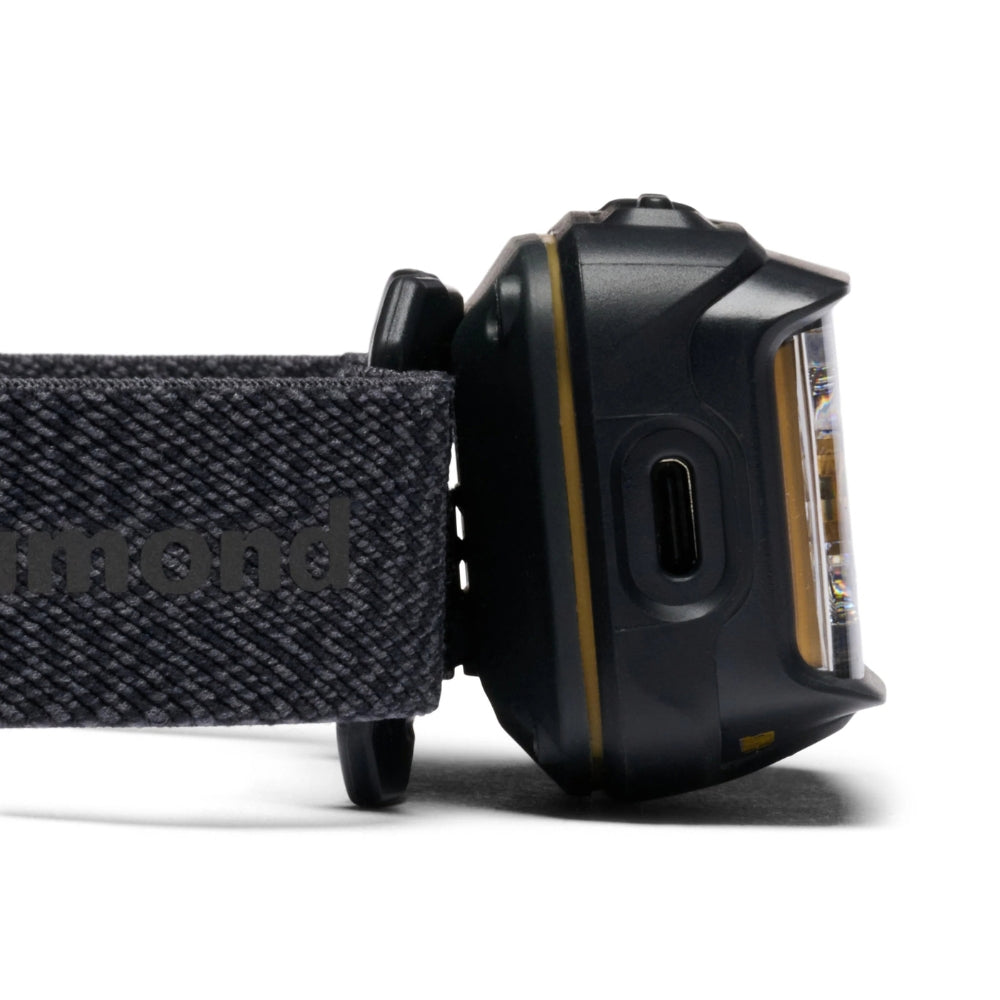 Black Diamond Storm+ 750 lumen oplaadbare en waterdichte hoofdlamp in de kleur zwart met verstelbare hoofdband
