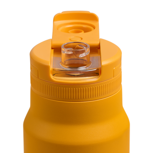 Dometic Chug Bottle 1L ingezoomd op de gele dop met handgreep