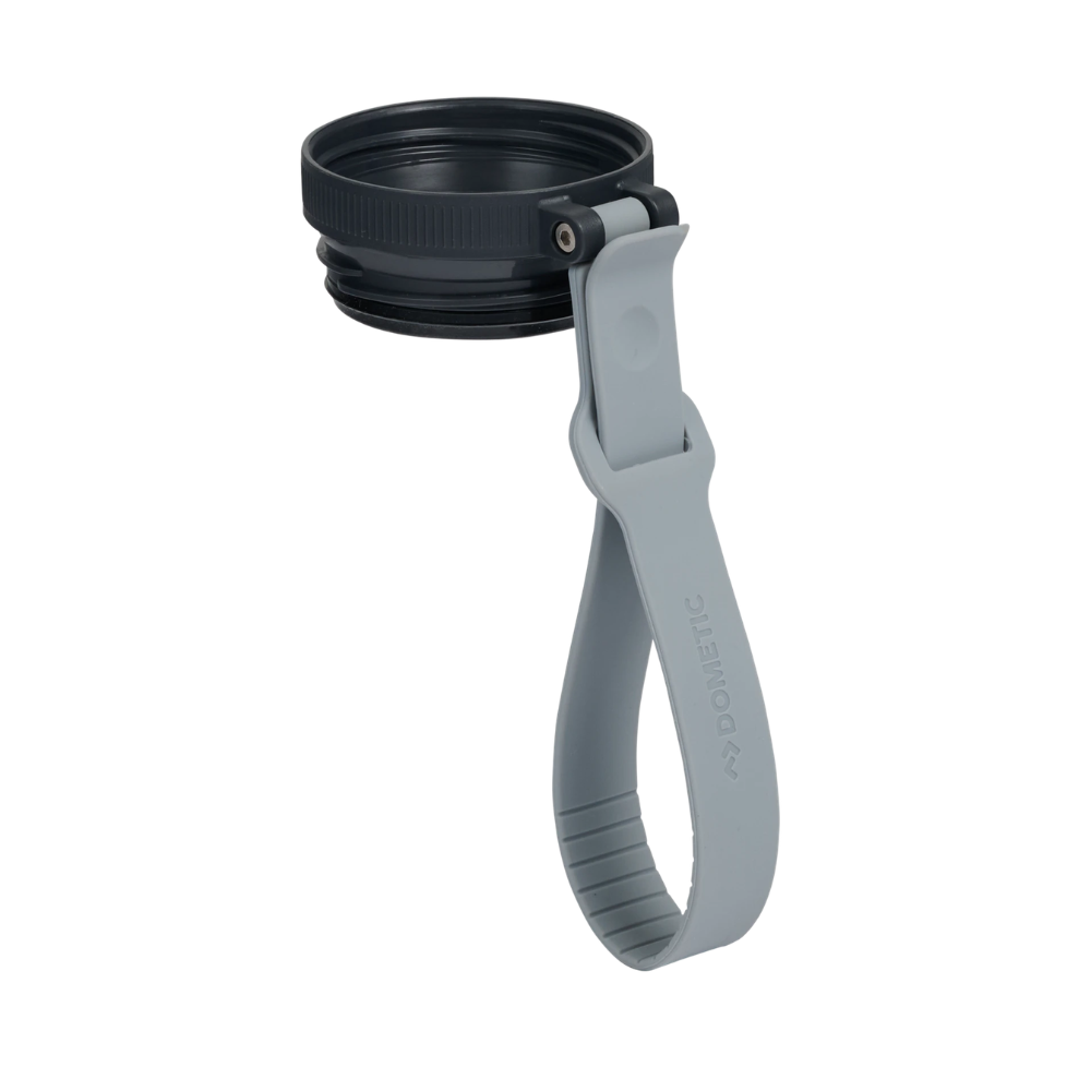 Dometic Strap Collar 76mm donkergrijze flesdop met een flexibele draagriem   