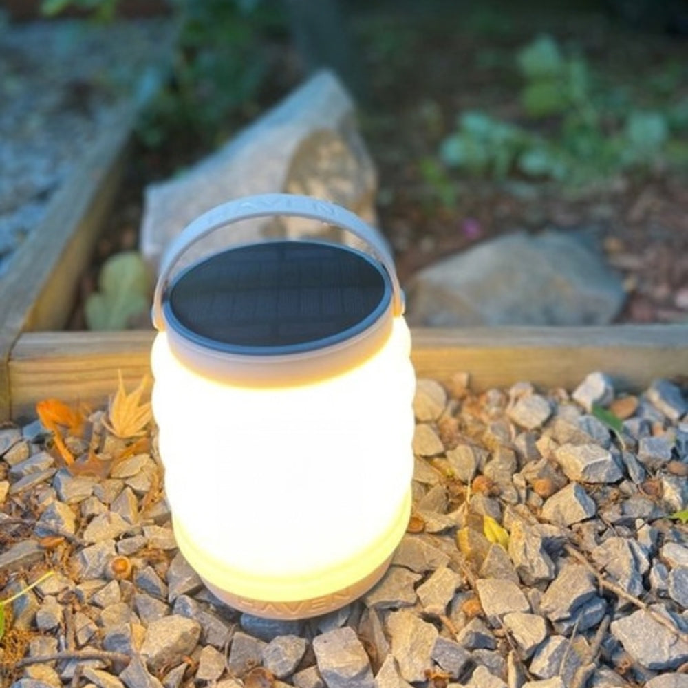 Haven 3 in 1 Solar Lantern 6000 opvouwbare siliconen campinglamp, zaklamp en 6000 mAh powerbank met zonnepaneel buiten