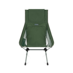 Helinox Sunset Chair olijfgroene kampeerstoel, recht vooraanzicht met zicht op het frame
