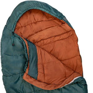 Highlander Rayet 350 comfortabele kampeerslaapzak in de kleur Pine Green met rits en warme vulling2