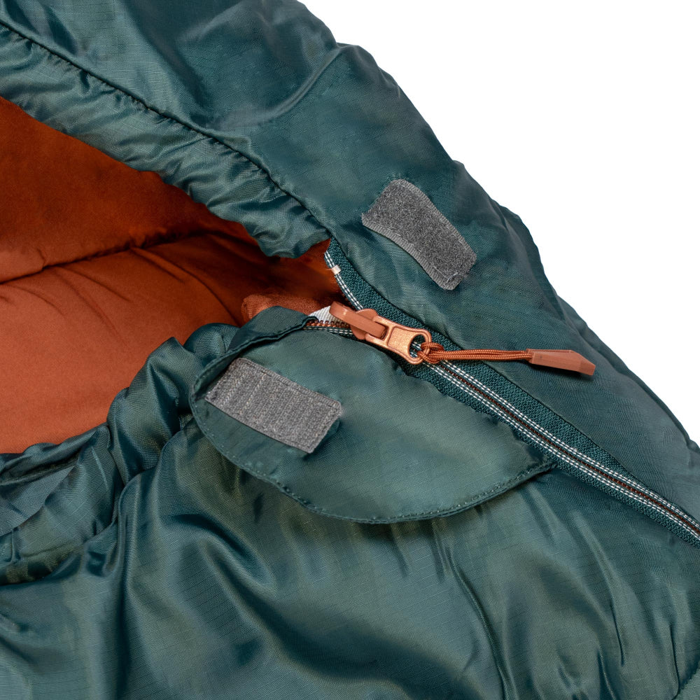 Highlander Rayet 350 comfortabele kampeerslaapzak in de kleur Pine Green met rits en warme vulling4