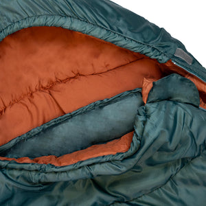 Highlander Rayet 350 comfortabele kampeerslaapzak in de kleur Pine Green met rits en warme vulling5