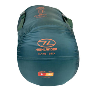 Highlander Rayet 350 comfortabele kampeerslaapzak in de kleur Pine Green met rits en warme vulling8