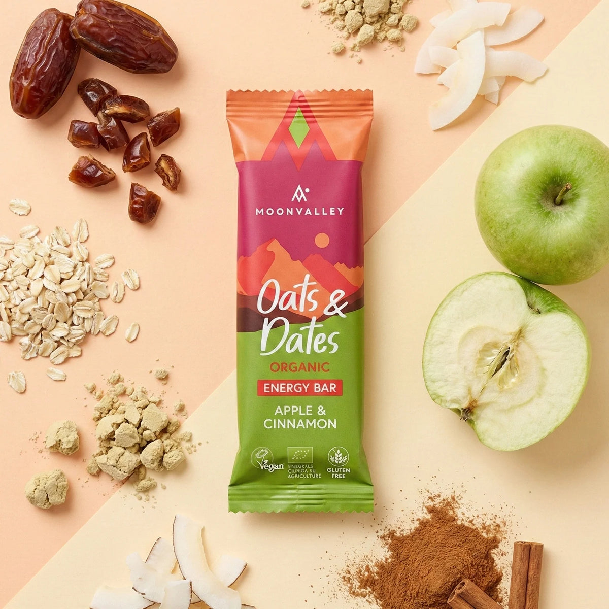 Moonvalley EKO Oats & dates apple & cinnamon biologische haverreep met appel en kaneel 2