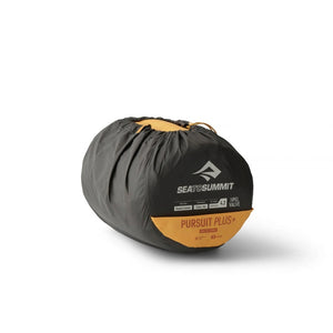 Sea To Summit Pursuit Plus Self Inflating Mat Large verpakt in zwarte en gele opbergzak met specificatielabel