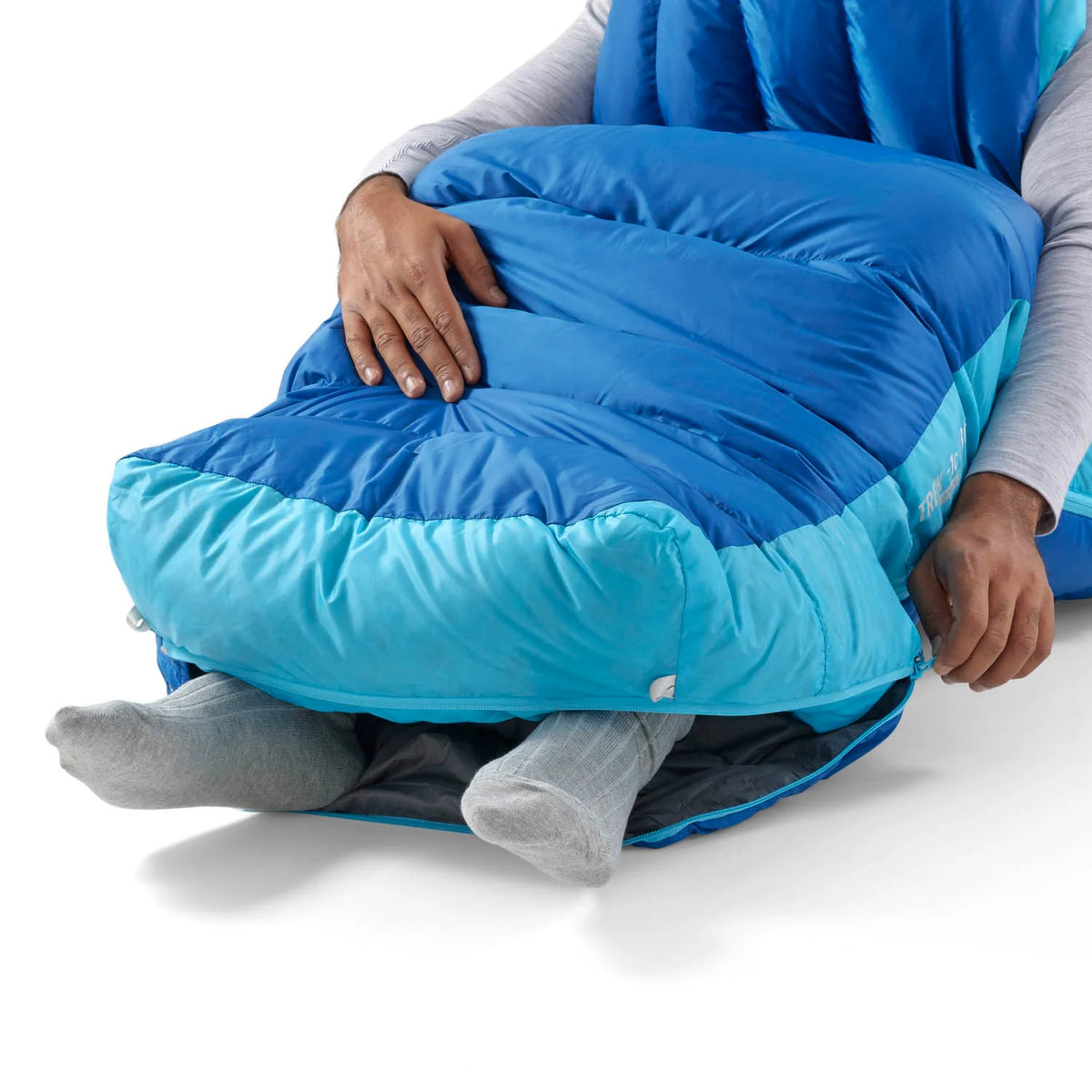 Sea to Summit Trek Down Sleeping Bag -1 Long blauwe buitenslaapzak met Ultra-Dry Down voor vochtige omstandigheden