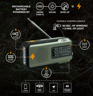 Highlander - Highlander Survival Radio Olive Green • Noodradio Zaklamp