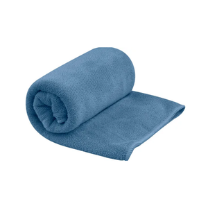 Donkerblauwe Tek Towel reishanddoek maat M. Sneldrogend en ideaal voor outdoor en kamperen.