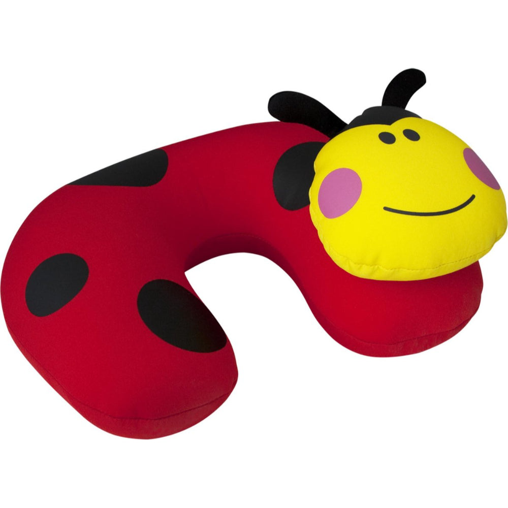 TravelSafe pluche reiskussen in de vorm van een rood-zwart lieveheersbeestje, ergonomische kinderneksteun voor onderweg