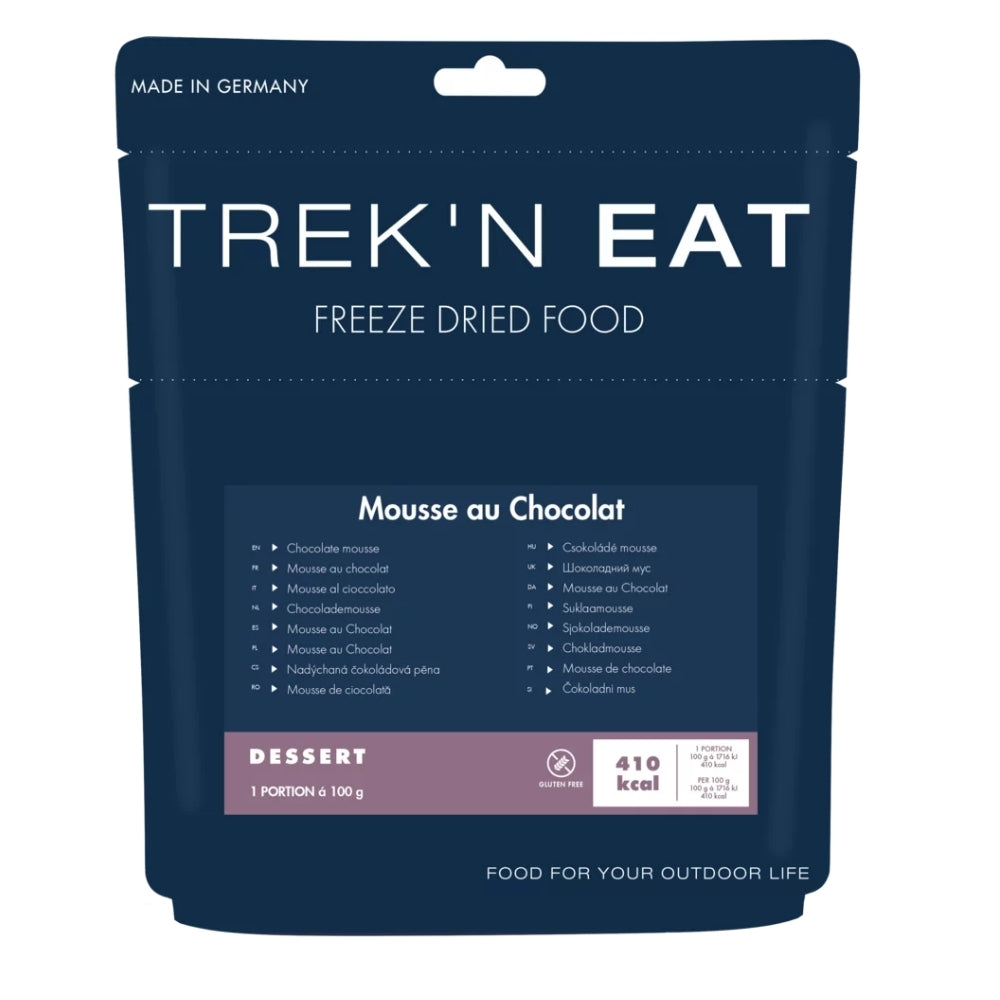 Trek'n Eat Chocolate Mousse gevriesdroogd chocolademousse dessert in een stazak voor outdoor en trekking