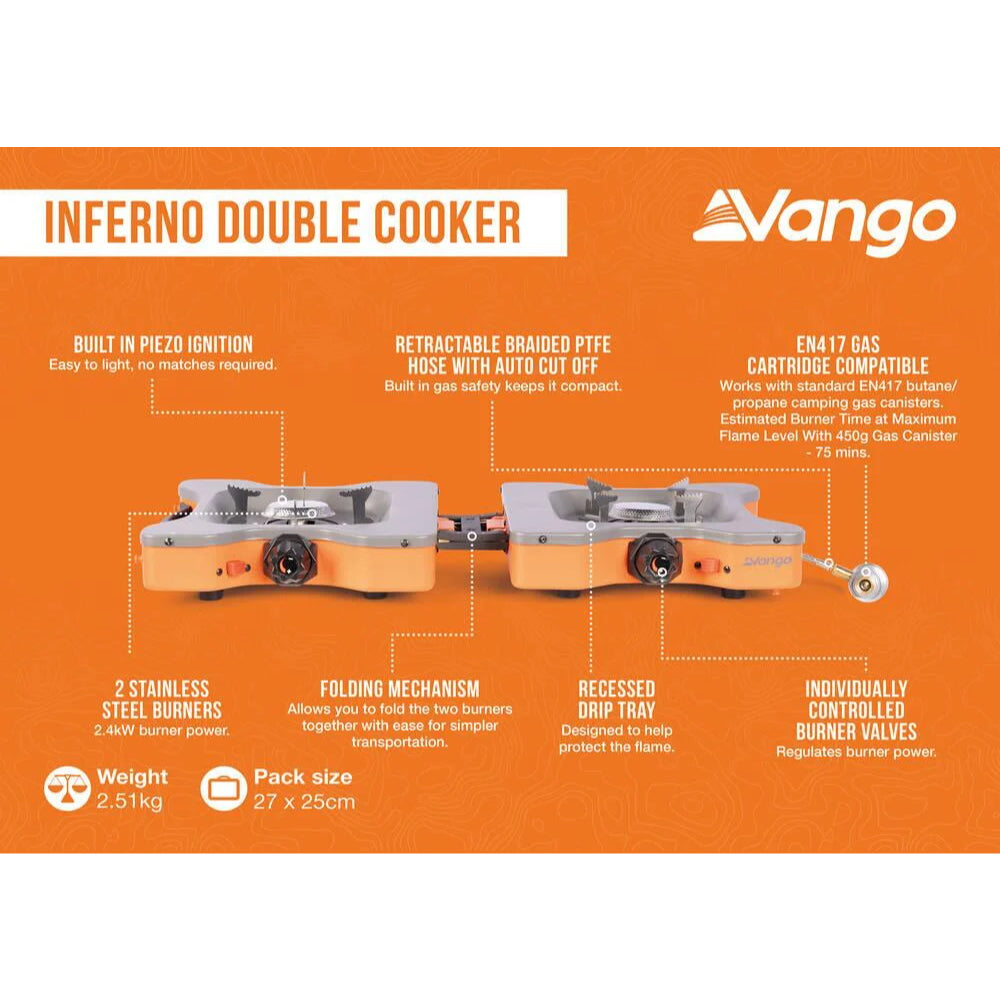 Vango Inferno gas brander burnt orange - Outdoor Food