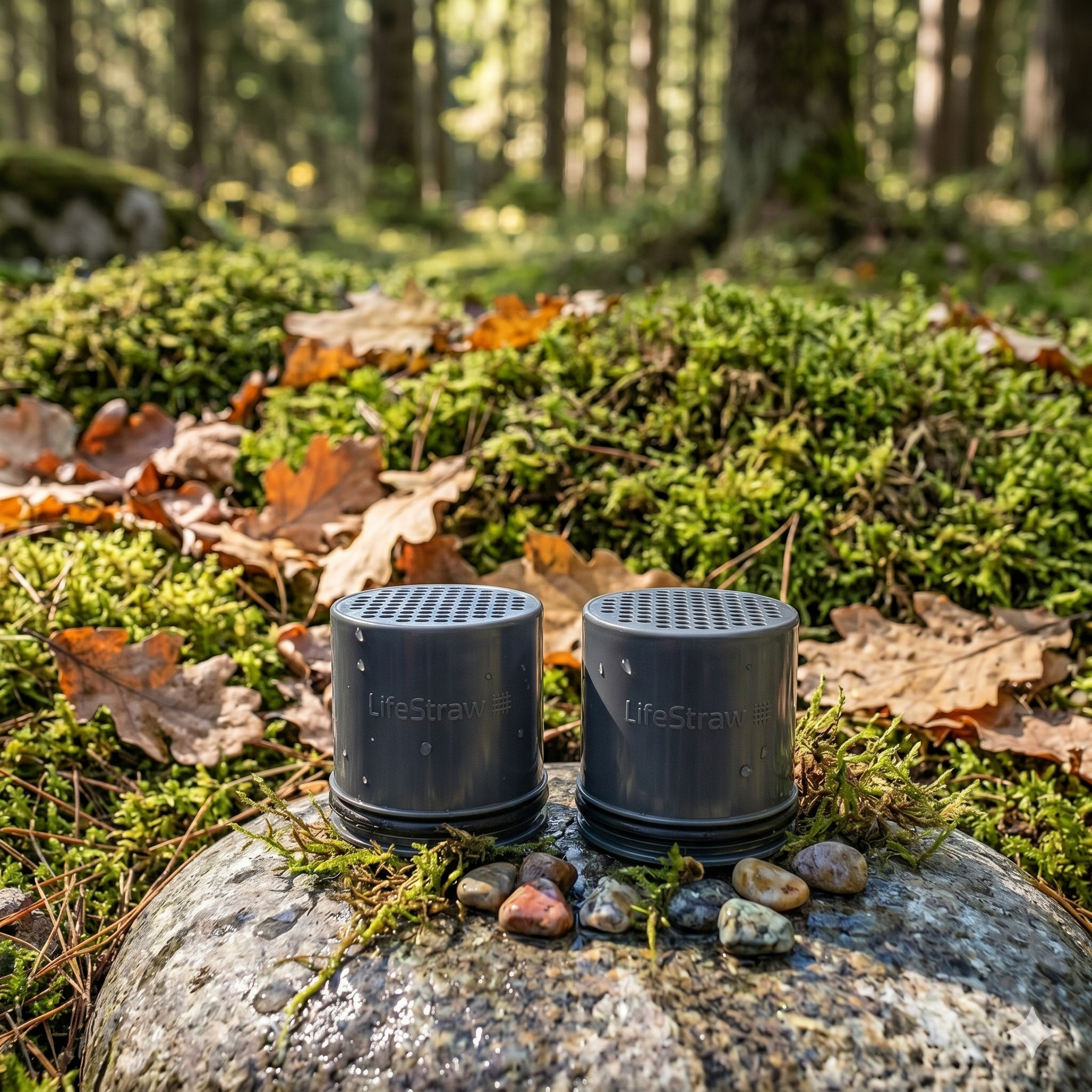 Set van twee LifeStraw Go koolstoffilters tegen vieze geurtjes en smaken.