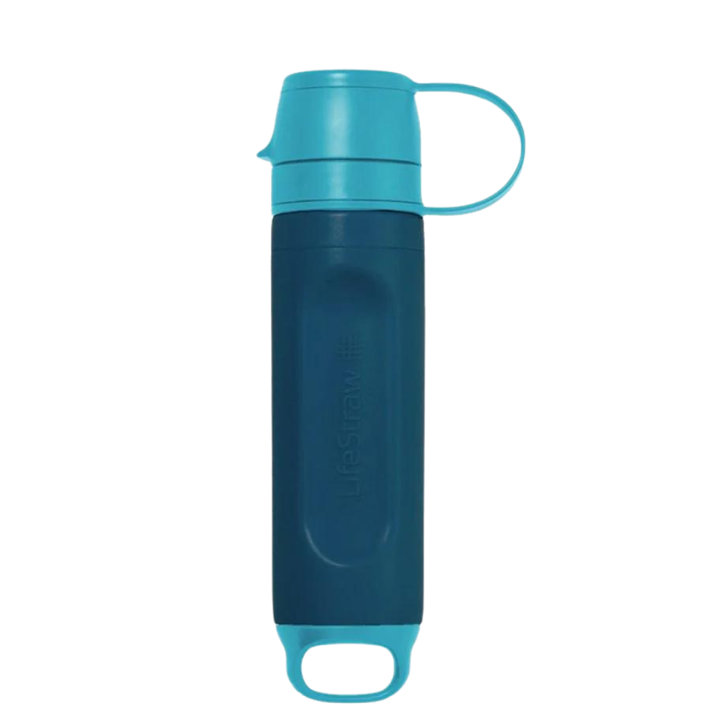 Draagbaar Blue Raspberry Lifestraw Peak Series Solo outdoor waterfilter voor kampeerders.