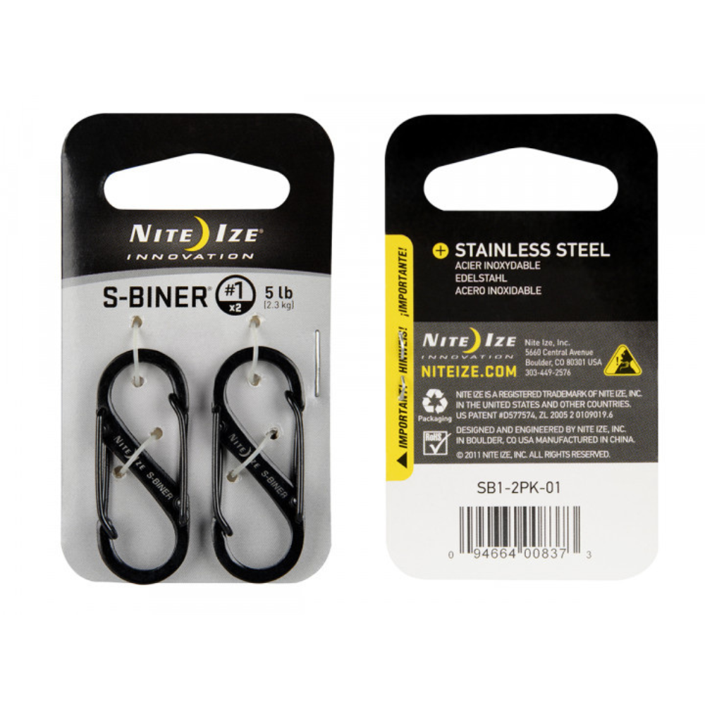 Nite Ize S-biner Karabijnhaak 2-pack Zwart